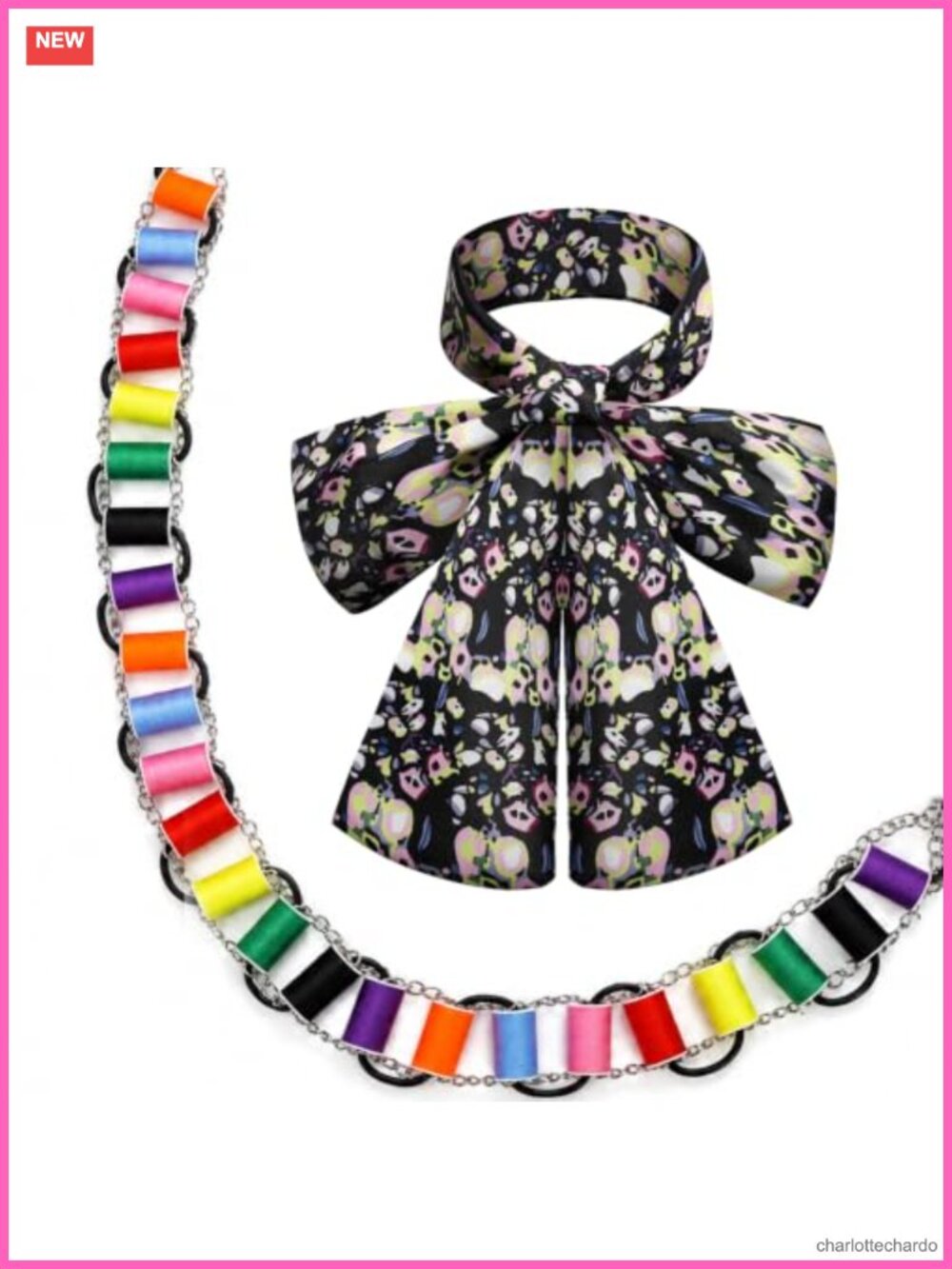 Hatter Costume Accessories Spools Bandolier Bow Tie Scarf Set
